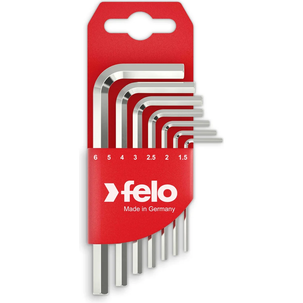 Набор Г-образных шестигранных ключей Felo короткие, 7шт, HEX 1,5-6,0мм 34500711 — детальное фото
