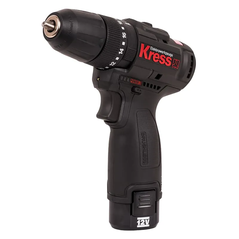 Дрель-шуруповерт ударная KRESS KU362 12V 38Нм бесщеточная аккумуляторная — детальное фото