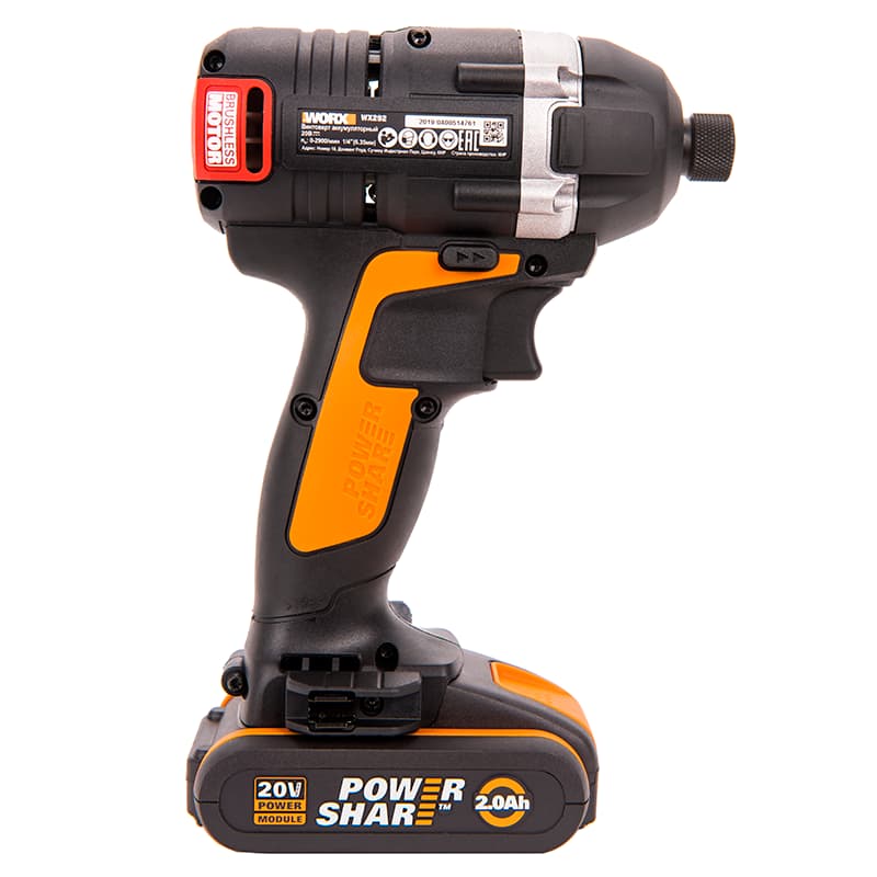 Винтоверт WORX WX292 20V 175Нм бесщеточный аккумуляторный — детальное фото