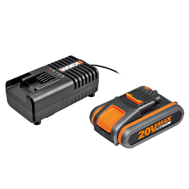 Комплект WORX WA3601 20V: аккумулятор 2Ач и зарядное устройство 2А — детальное фото