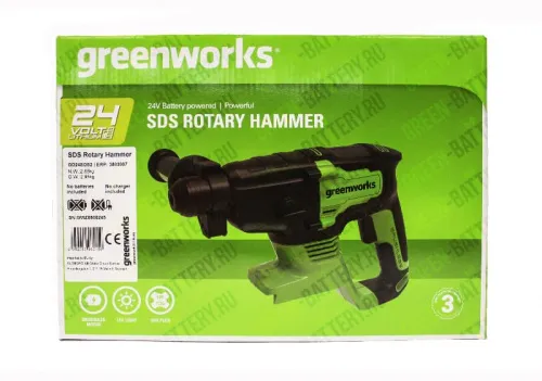 Перфоратор Greenworks GD24SDS2 24V 3803007 (2 Дж) бесщеточный аккумуляторный