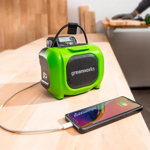 Беспроводная акустическая система (колонка) Greenworks GPT-MNBS 24V/220V 3503107 аккумуляторная